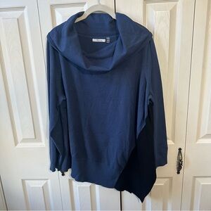 89th & Madison Cowl Neck Asymmetrical Hem Two Tone Knit Sweater Womens Size 2X